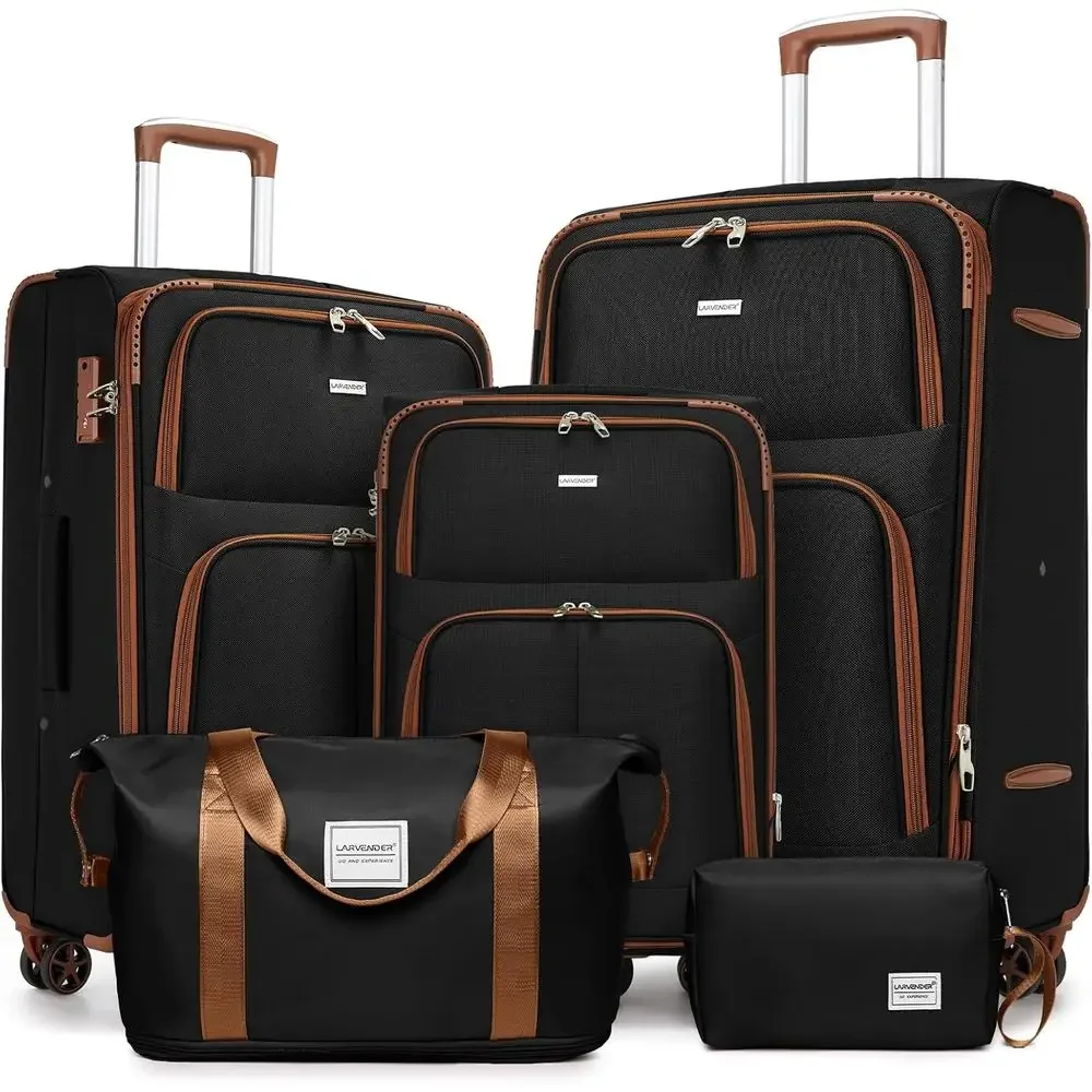 Expandable Hard Shell Luggage Set - ชุดกระเป๋าเดินทางแบบขยายได้ 5 ชิ้น พร้อมล้อหมุน กระเป๋าเดินทางแบบแข็งน้ำหนักเบาสำหรับการเดินทาง เหมาะสำหรับผู้ชายและผู้หญิง