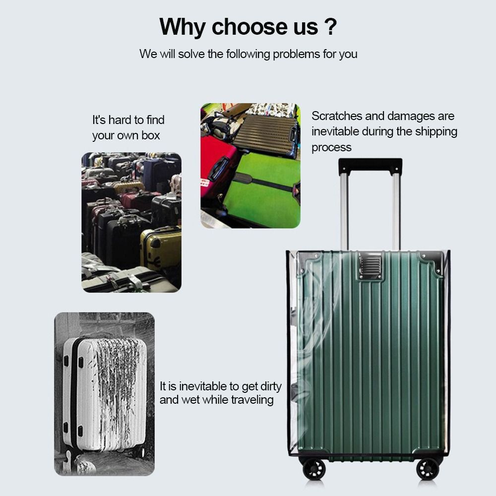 Waterproof Suitcase Cover Protector - ผ้าคลุมกระเป๋าเดินทางแบบใส ทนทาน กันฝุ่น กันน้ำ ทำจาก PVC