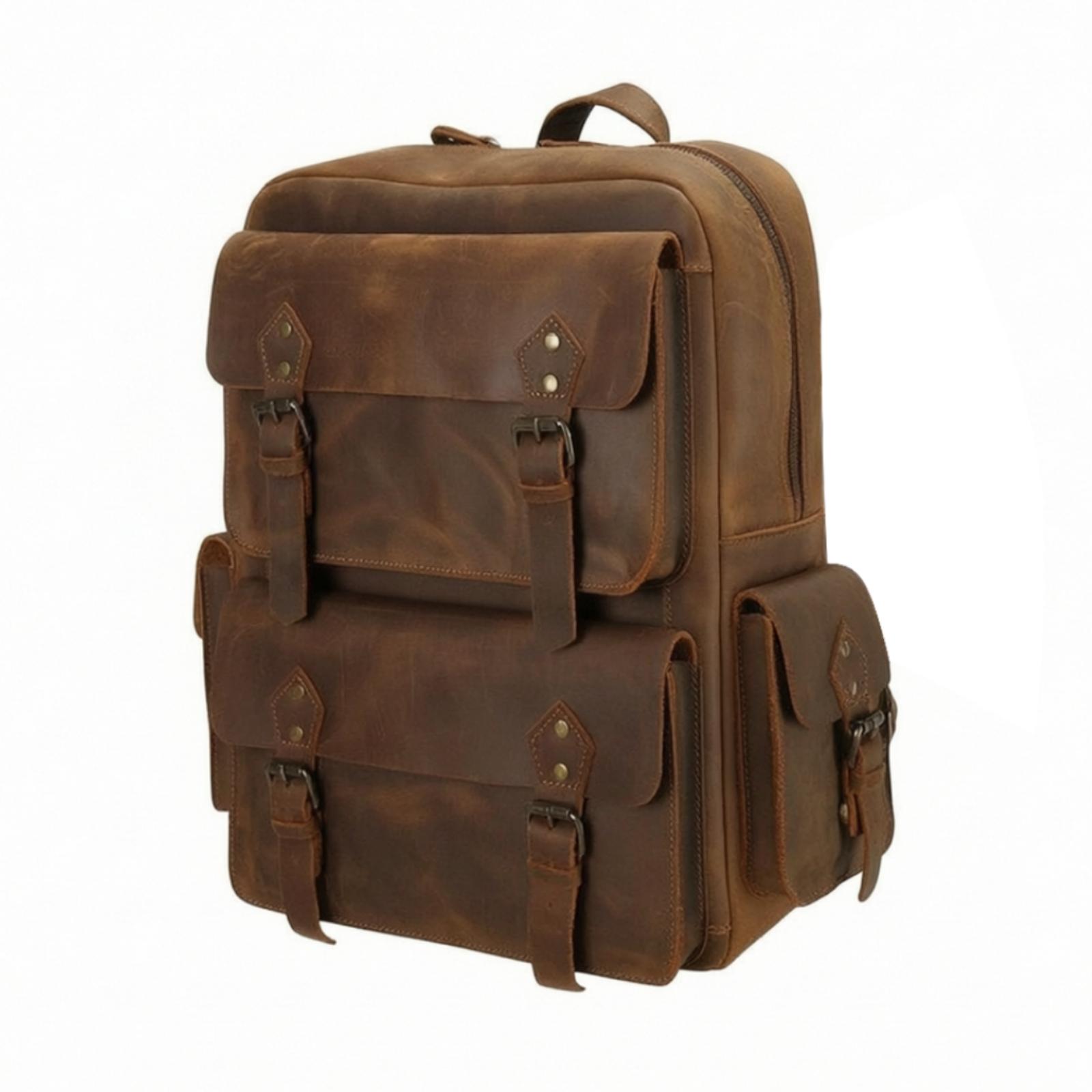 Travel Bags - กระเป๋าเป้ผ้าแคนวาสสไตล์เรโทรสำหรับนักเดินทาง พร้อมขอบหนัง ใส่แล็ปท็อปขนาด 15 นิ้วได้