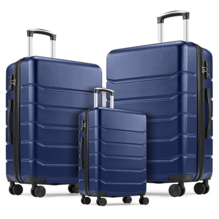 Expandable Hard Shell Luggage Set - ชุดกระเป๋าเดินทาง 3 ชิ้นสำหรับการเดินทาง: กระเป๋าเดินทางแบบแข็ง ขยายได้ น้ำหนักเบา
