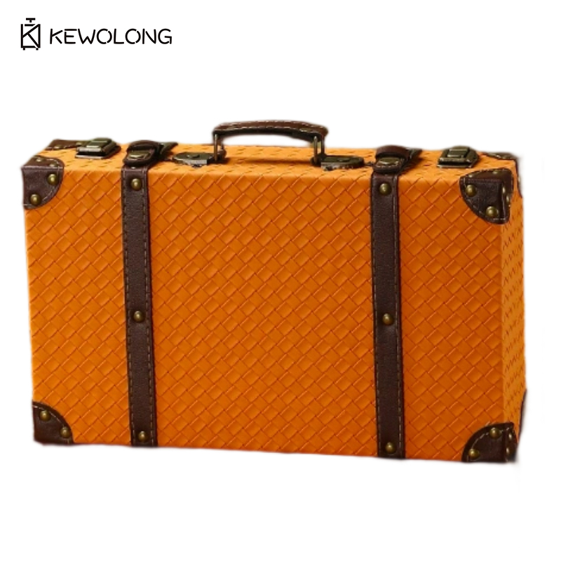 Retro Vintage Trunk Suitcase - กล่องเก็บของสไตล์วินเทจยุโรปย้อนยุค กล่องเก็บของตกแต่งลายหนังแบบโบราณสำหรับบ้านและห้องนอน