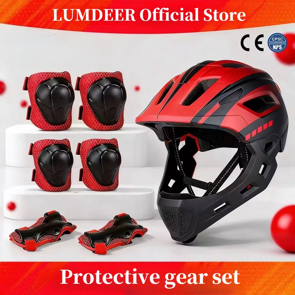 Kids Ride On Suitcase Scooter - ชุดอุปกรณ์ป้องกันศีรษะสำหรับเด็ก LUMDEER หมวกกันน็อค MTB แบบเต็มหน้า ถอดประกอบได้