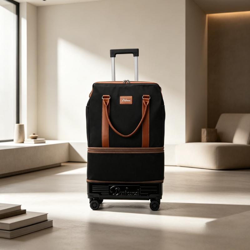 Foldable Rolling Luggage Bag - กระเป๋าเดินทางแบบมีล้อพับได้, กระเป๋าเดินทางแบบมีล้อหมุนน้ำหนักเบา, กระเป๋าเดินทางแบบมีหูหิ้วแบบยืดหดได้ความจุขนาดใหญ่, กระเป๋าเดินทางแบบมีล้ออเนกประสงค์