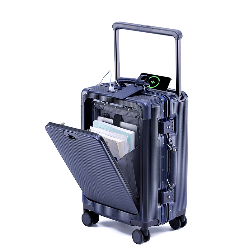 Aluminum Frame Carry On Luggage - กระเป๋าเดินทางโครงอะลูมิเนียม กระเป๋าล้อลากขนาด 20 นิ้ว พร้อมที่วางแก้ว กระเป๋าเดินทางแบบมีล้อขนาด