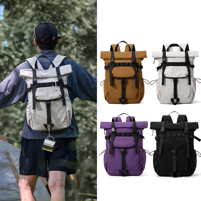 Foldable Rolling Luggage Bag - กระเป๋าเป้เดินทางแบบขยายได้สำหรับผู้ชายรุ่นใหม่ กระเป๋าเป้ใส่แล็ปท็อป กระเป๋าเป้กันน้ำสำหรับกิจกรรมกลางแจ้ง แคมป์ปิ้ง เดินป่า และใช้เป็นกระเป๋านักเรียน