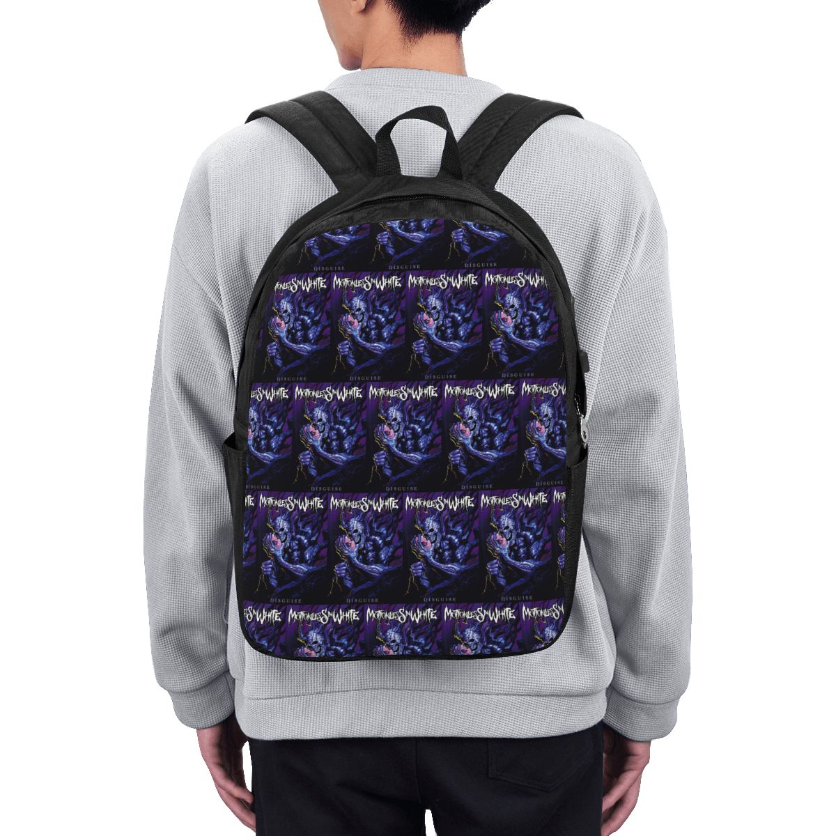 Backpacks - กระเป๋าเป้สะพายหลังสีขาว Motionless In White กระเป๋าใส่โน้ตบุ๊ค กระเป๋าคอมพิวเตอร์