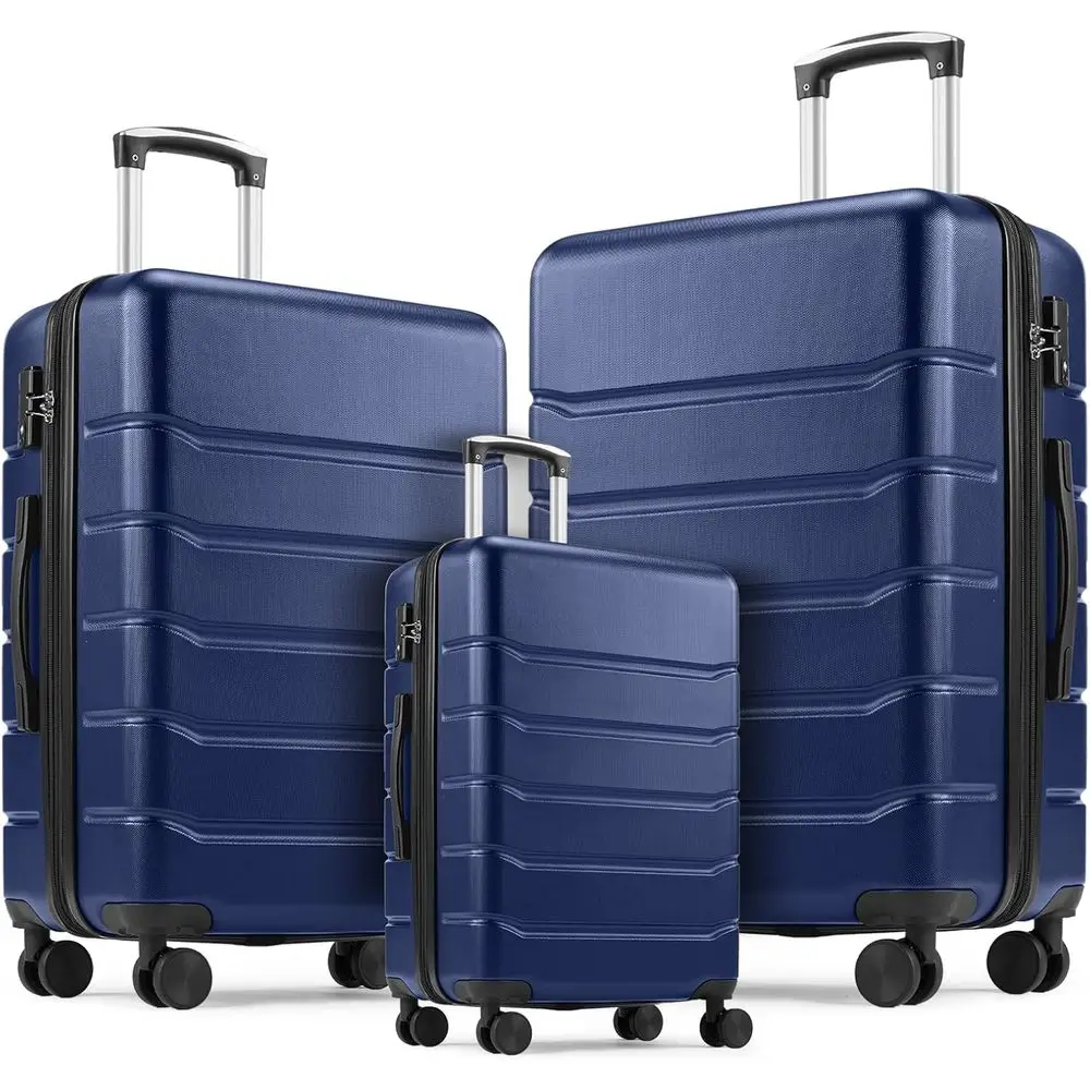 Expandable Hard Shell Luggage Set - ชุดกระเป๋าเดินทางแบบแข็ง 3 ชิ้น ขยายได้ พร้อมล้อหมุนและระบบล็อค TSA