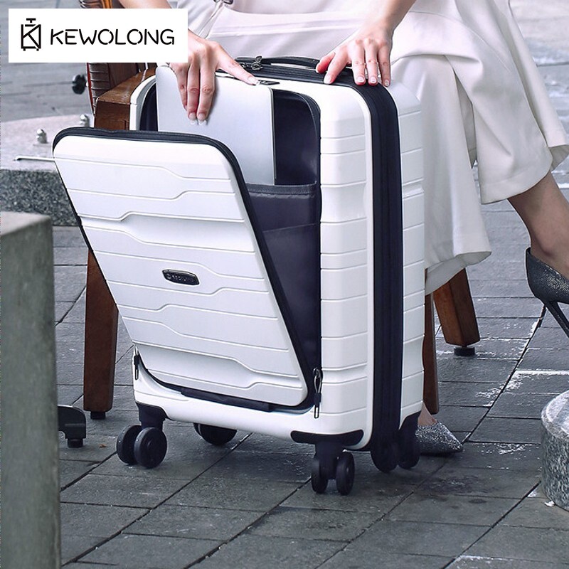 Cabin Size Lightweight Travel Trolley - กระเป๋าเดินทางแบบเปิดด้านหน้าขนาด 20 นิ้ว สำหรับผู้ชายและผู้หญิง น้ำหนักเบา พร้อมล้อลาก