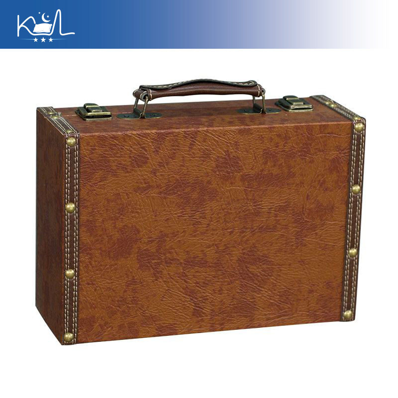 Retro Vintage Trunk Suitcase - กล่องเก็บของตกแต่งสไตล์วินเทจสีน้ำตาล, กล่องเก็บของขนาดใหญ่สไตล์เรโทรแบบดิสเทรส สำหรับตกแต่งบ้านและจัดแสดง