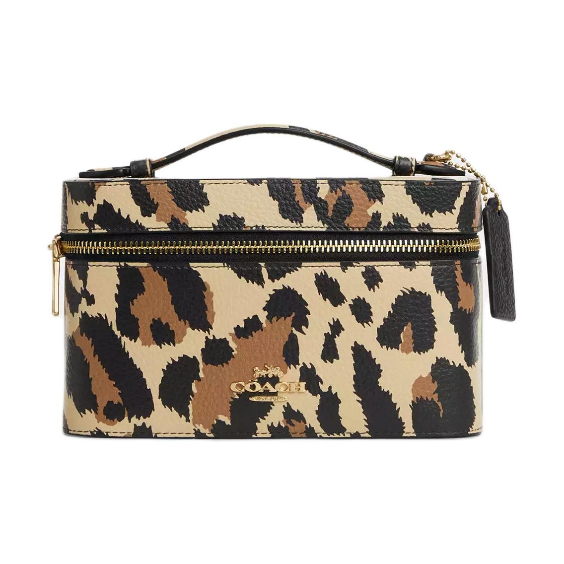 Cosmetic Bags - กระเป๋าเครื่องสำอางหนังลายจุด COACH สำหรับผู้หญิง ลายเสือดาว สีทอง รุ่น