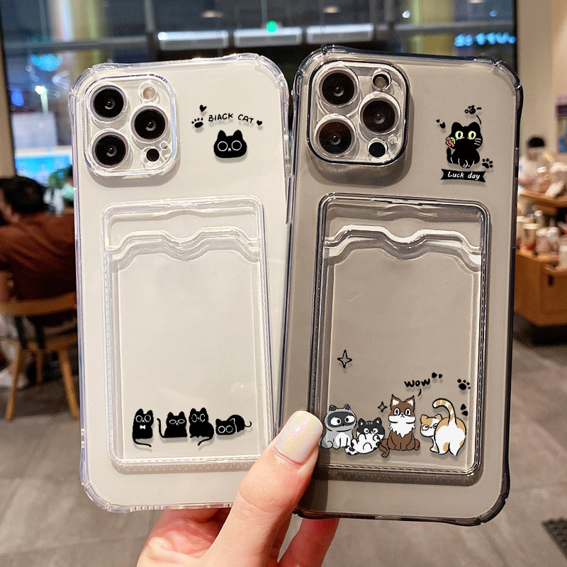 Wallets - เคสโทรศัพท์ลายแมวดำน่ารัก สำหรับ iPhone 17 Pro Max