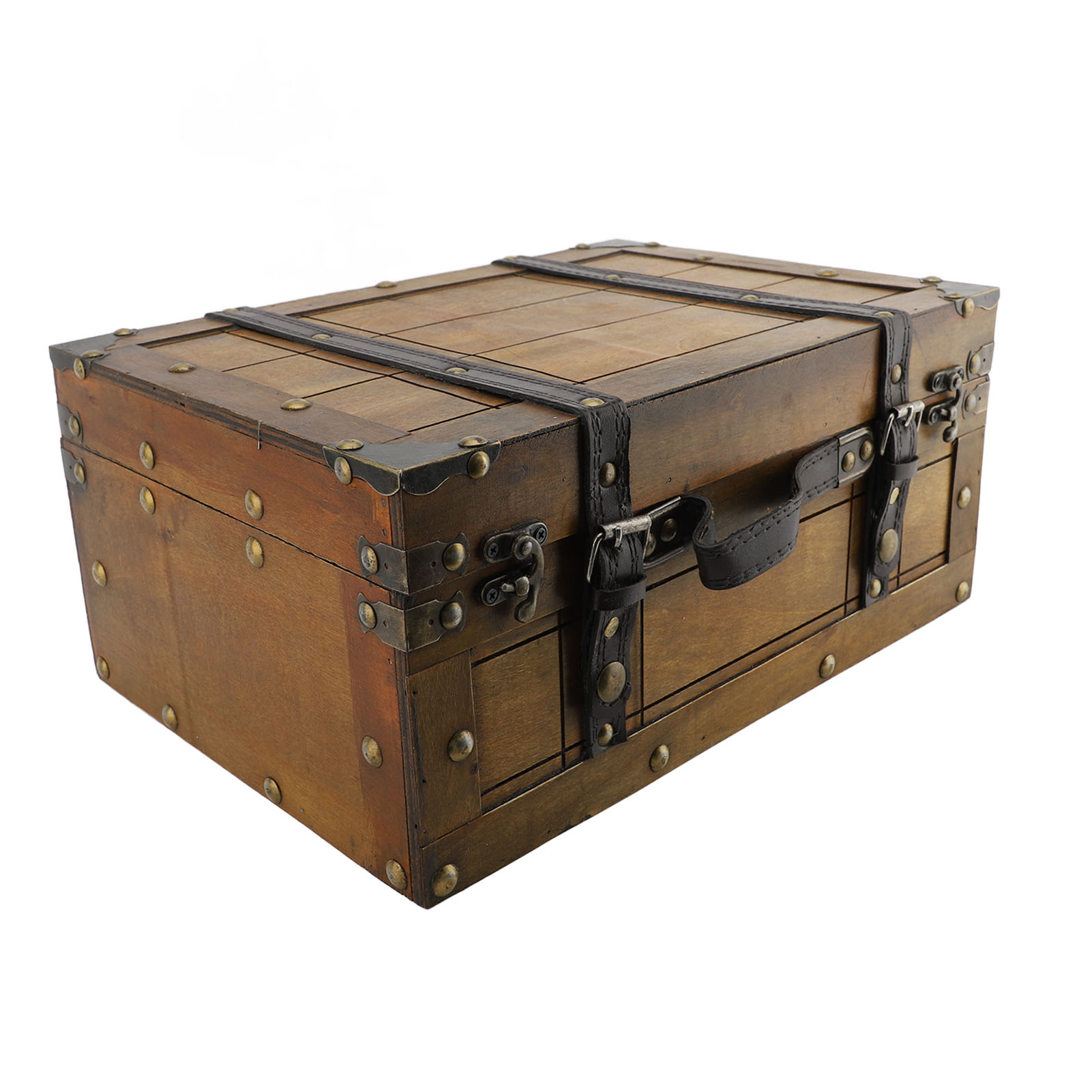 Retro Vintage Trunk Suitcase - กล่องเก็บของไม้สไตล์วินเทจ ดีไซน์หรูหรา ทำจากไม้สังเคราะห์ ขนาด 13.5x9.5x6.02 นิ้ว