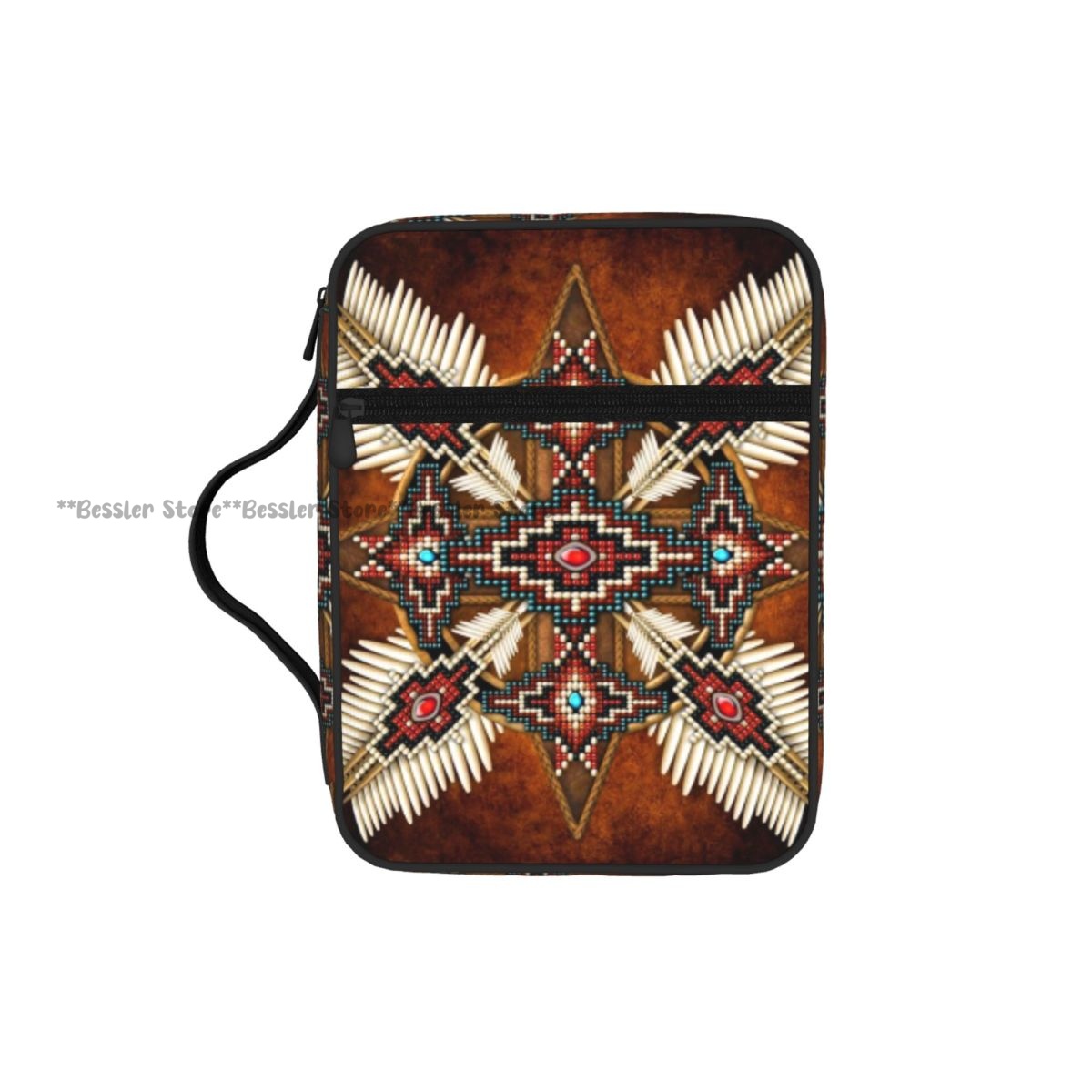 Handbags - กระเป๋าใส่พระคัมภีร์ลายชนพื้นเมืองอเมริกัน พร้อมซิปและหูหิ้ว กระเป๋าหุ้มปกพระคัมภีร์ กระเป๋าเก็บพระคัมภีร์