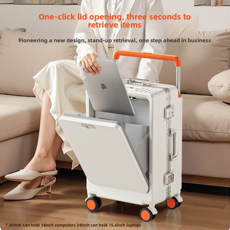 Front Opening Laptop Luggage 24 Inch - กระเป๋าเดินทางล้อลากขนาด 20/24/26 นิ้ว โครงอะลูมิเนียม เปิดด้านหน้า มีช่องใส่แล็ปท็อป