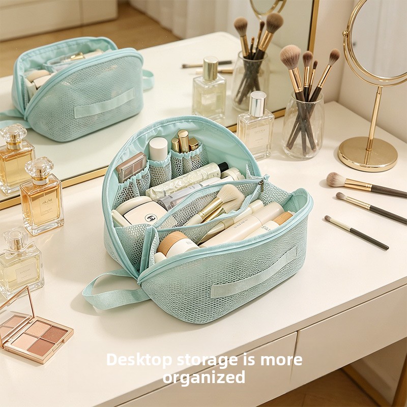 Cosmetic Bags - กระเป๋าเครื่องสำอางตาข่ายรุ่นใหม่ ความจุขนาดใหญ่ แบ่งช่องเก็บของ กระเป๋าเครื่องสำอางสำหรับเดินทาง กระเป๋าเก็บของอเนกประสงค์