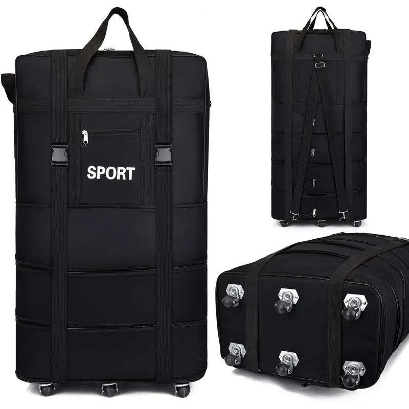 Foldable Rolling Luggage Bag - Plus สายการบินตรวจสอบกระเป๋า Oxford ความจุขนาดใหญ่ Travel Universal