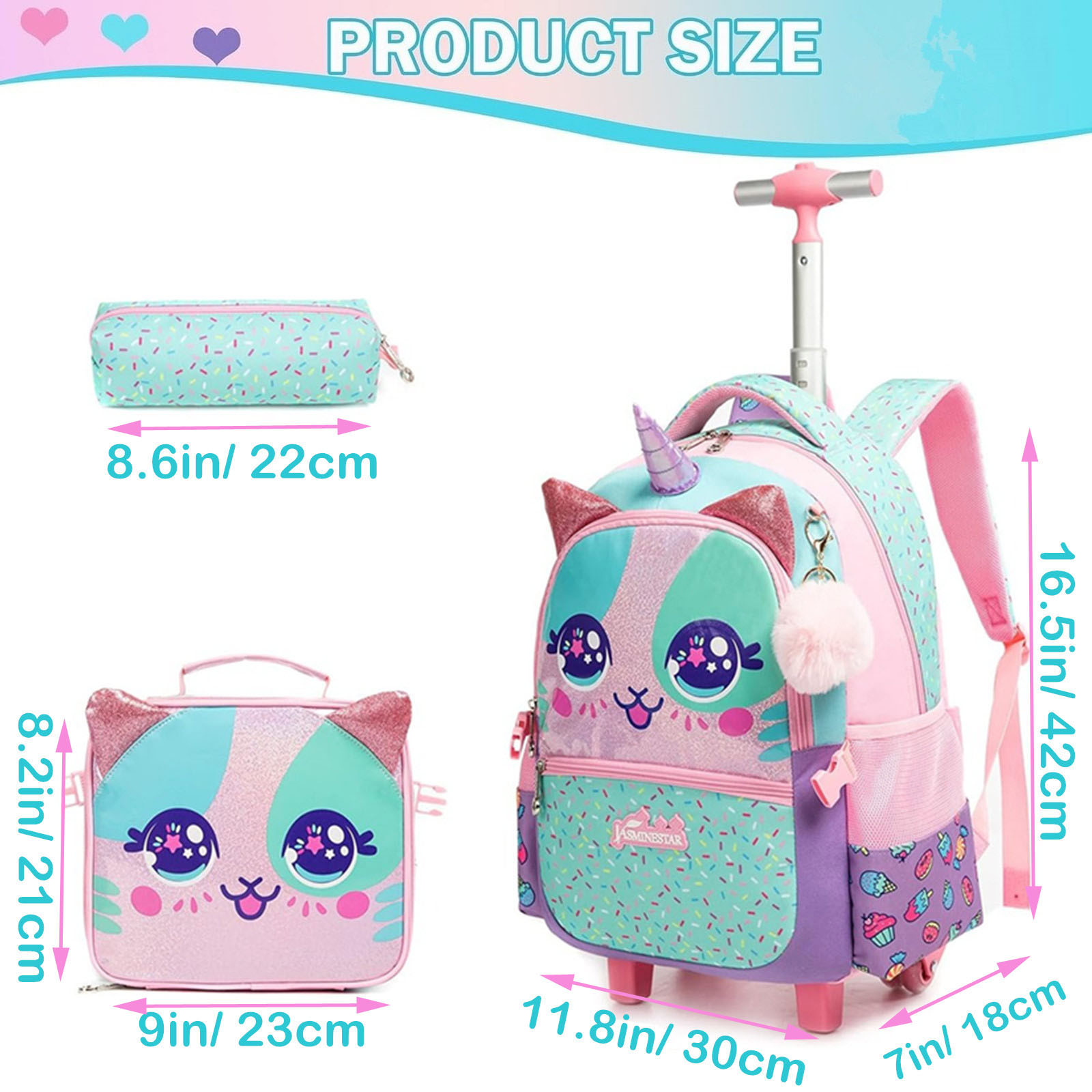 3PCS น่ารักกระเป๋าเป้สะพายหลัง - Foldable Rolling Luggage Bag บทวิจารณ์และราคา