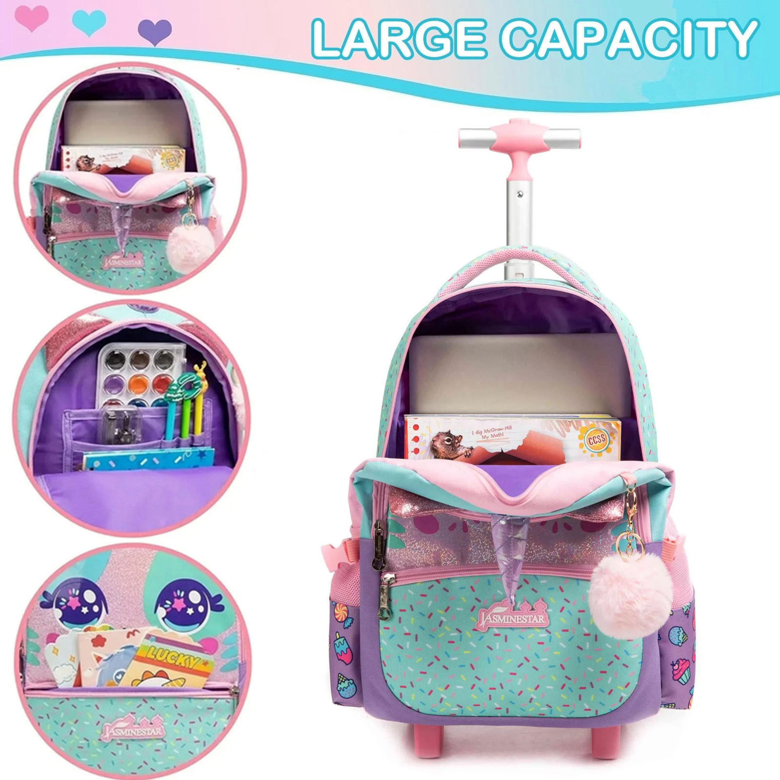 3PCS น่ารักกระเป๋าเป้สะพายหลัง - Foldable Rolling Luggage Bag บทวิจารณ์และราคา