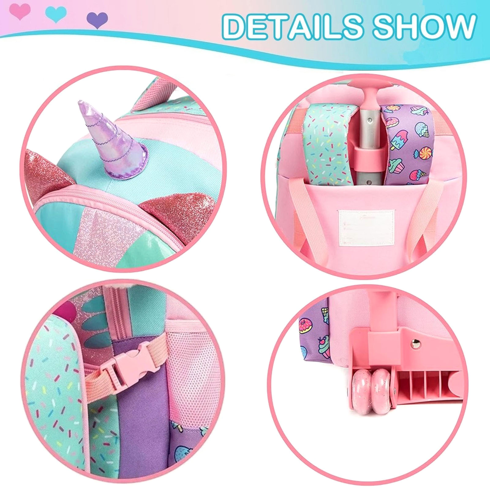 3PCS น่ารักกระเป๋าเป้สะพายหลัง - Foldable Rolling Luggage Bag บทวิจารณ์และราคา