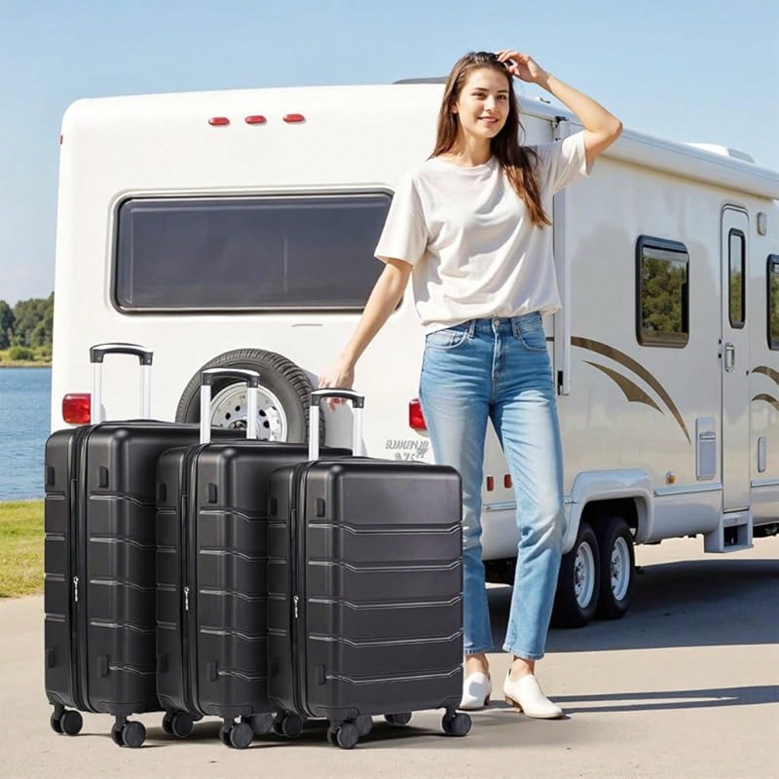 ชุดกระเป๋าเดินทาง 3 ชิ้น, กระเ - Expandable Hard Shell Luggage Set บทวิจารณ์และราคา