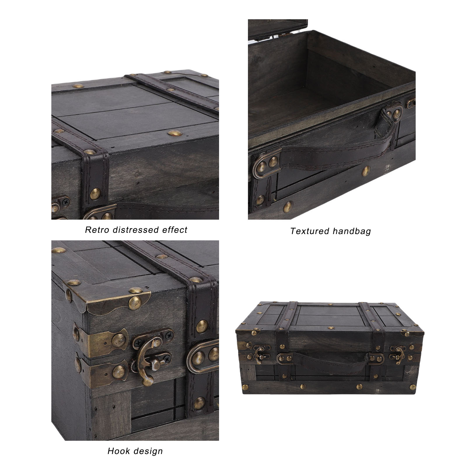 กล่องเก็บของไม้โบราณ กล่องไม้แ - Retro Vintage Trunk Suitcase บทวิจารณ์และราคา
