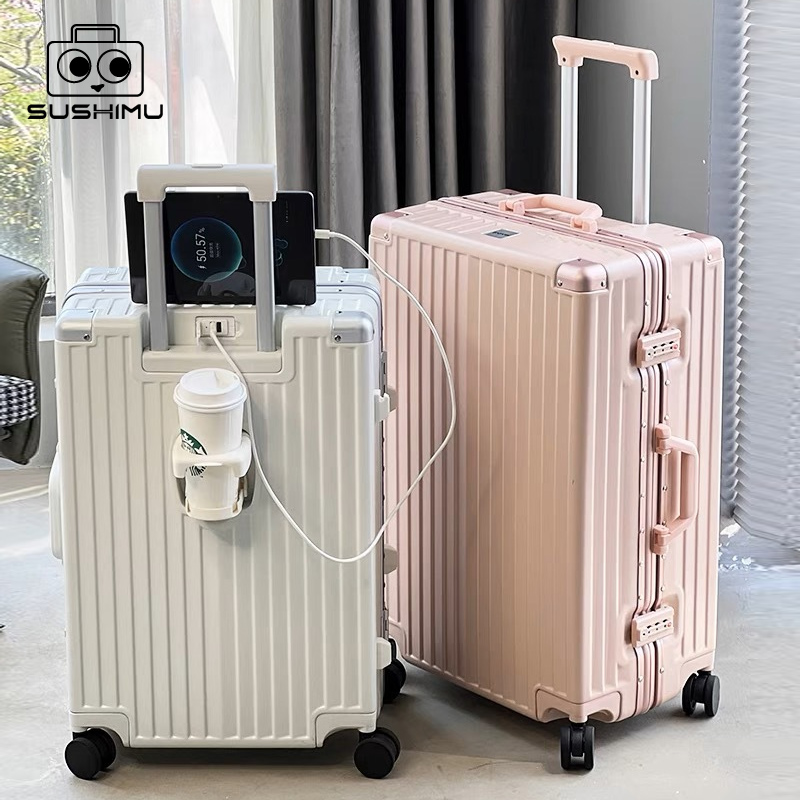SUSHIMU กระเป๋าเดินทางพร้อมถ้ว - Spinner Wheel Rolling Suitcase 20 Inch บทวิจารณ์และราคา