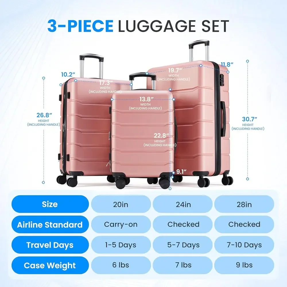 ชุดกระเป๋าเดินทางขนาดใหญ่ 3 ชิ - Expandable Hard Shell Luggage Set บทวิจารณ์และราคา