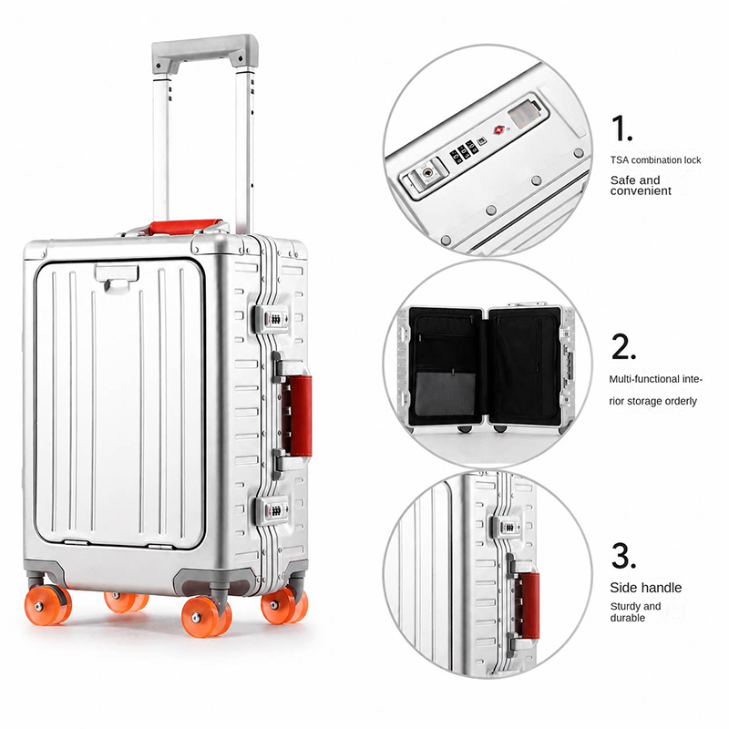 กระเป๋าเดินทางอลูมิเนียมแมกนีเ - Front Opening Laptop Luggage 24 Inch บทวิจารณ์และราคา