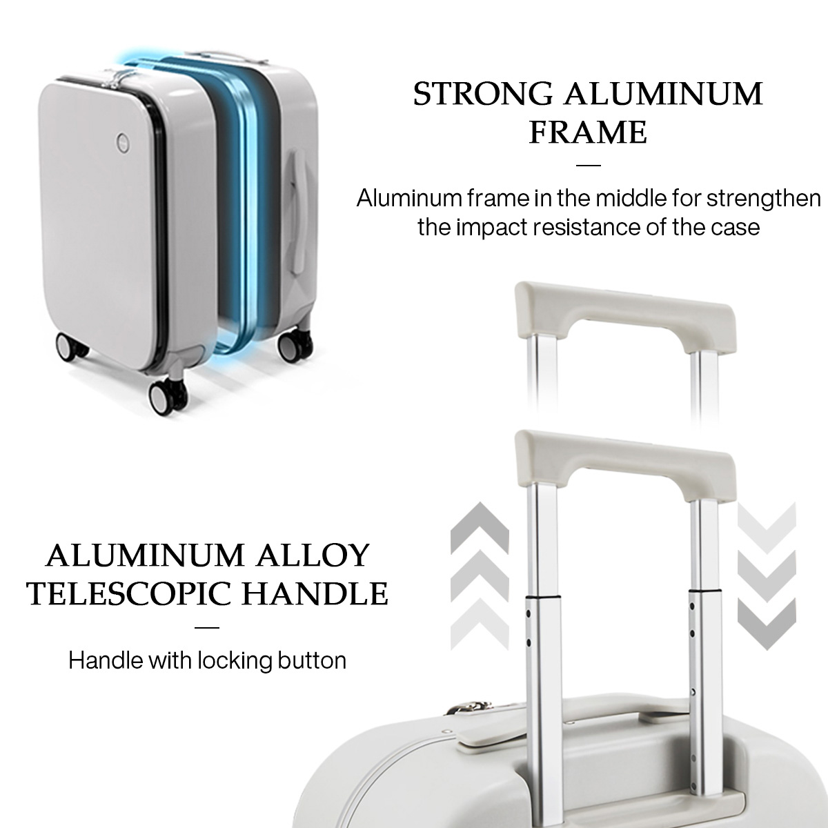 Mixi การออกแบบสิทธิบัตรกรอบอลู - Aluminum Frame Carry On Luggage บทวิจารณ์และราคา