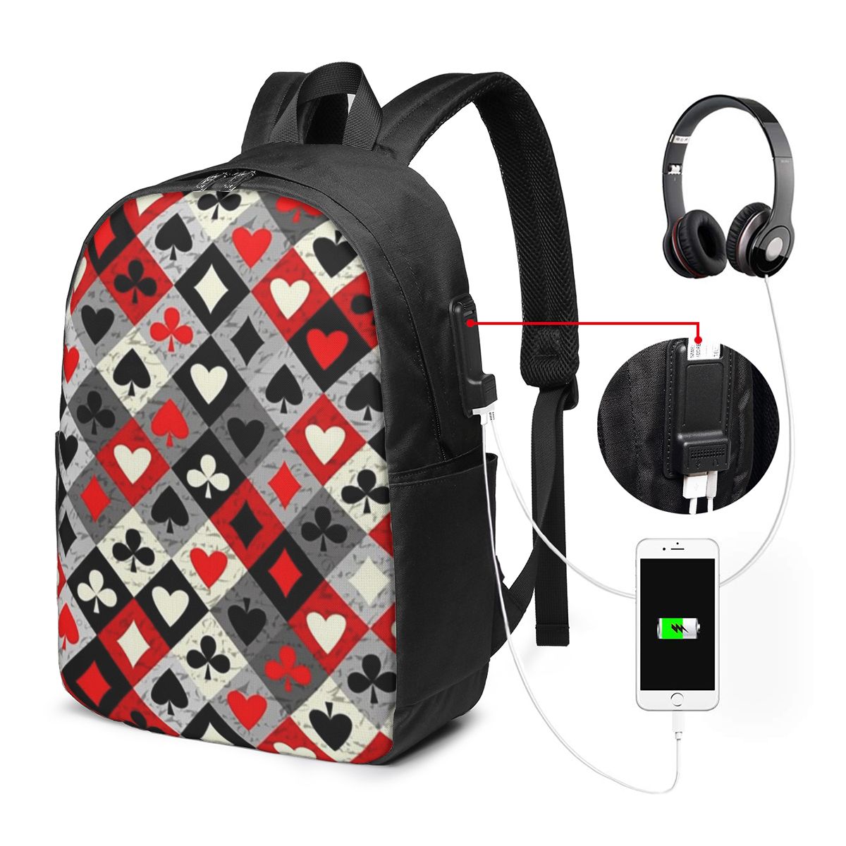 กระเป๋าเป้สะพายหลังลายไพ่โป๊กเ - Travel Bags บทวิจารณ์และราคา