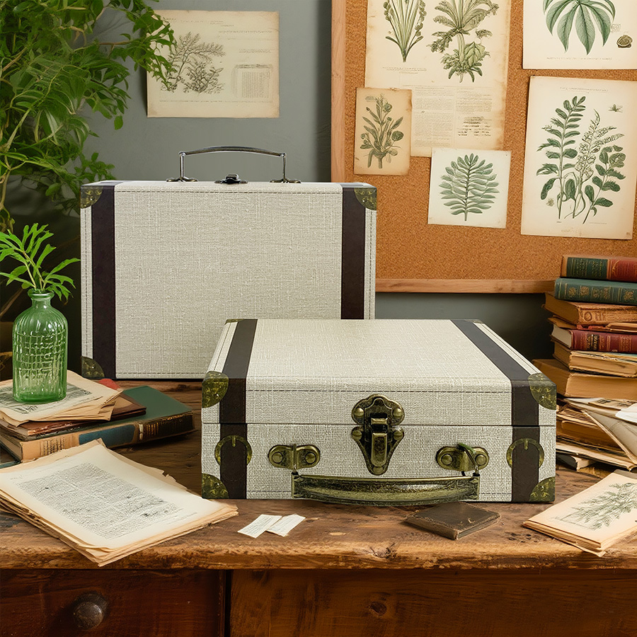 กล่องเก็บของสไตล์กระเป๋าเดินทา - Retro Vintage Trunk Suitcase บทวิจารณ์และราคา