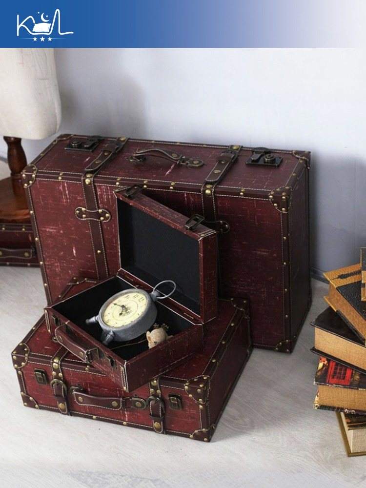กล่องเก็บของตกแต่งสไตล์วินเทจส - Retro Vintage Trunk Suitcase บทวิจารณ์และราคา