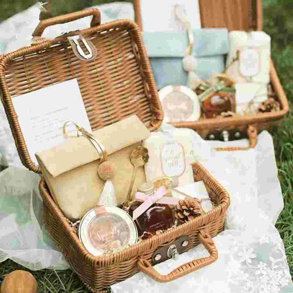 ตะกร้าหวายสานกระเป๋าปิกนิกสานว - Retro Vintage Trunk Suitcase บทวิจารณ์และราคา