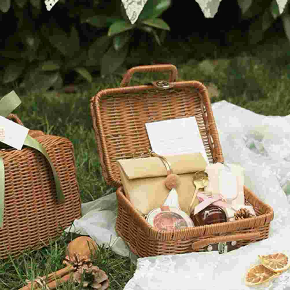 ตะกร้าหวายสานกระเป๋าปิกนิกสานว - Retro Vintage Trunk Suitcase บทวิจารณ์และราคา