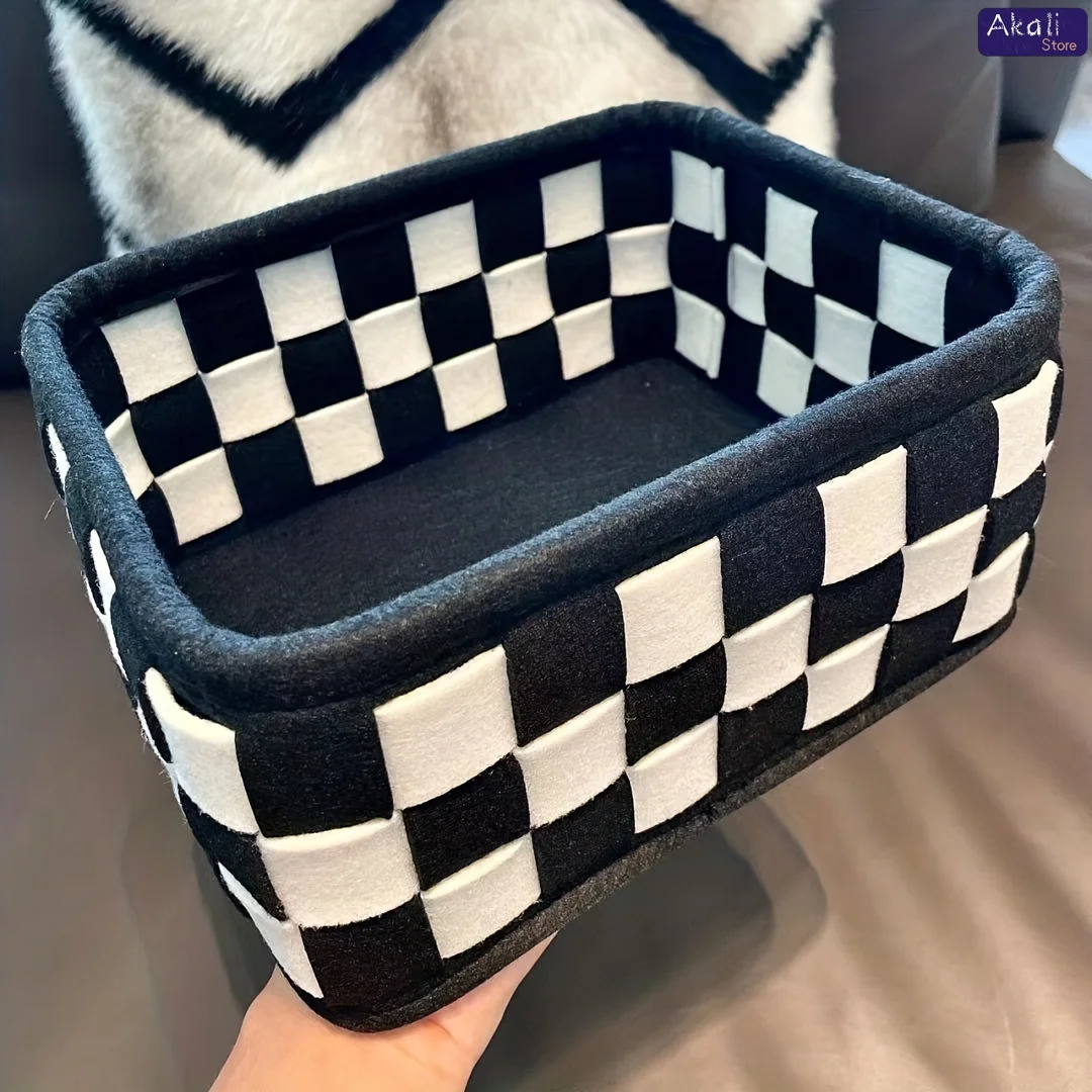 ตะกร้าเก็บของลายตารางหมากรุกสี - Cosmetic Bags บทวิจารณ์และราคา