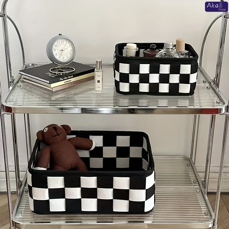 ตะกร้าเก็บของลายตารางหมากรุกสี - Cosmetic Bags บทวิจารณ์และราคา